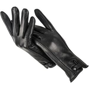 Dninmim Women's Comfortable Warm Leather Gloves in Black, Size 8.5​